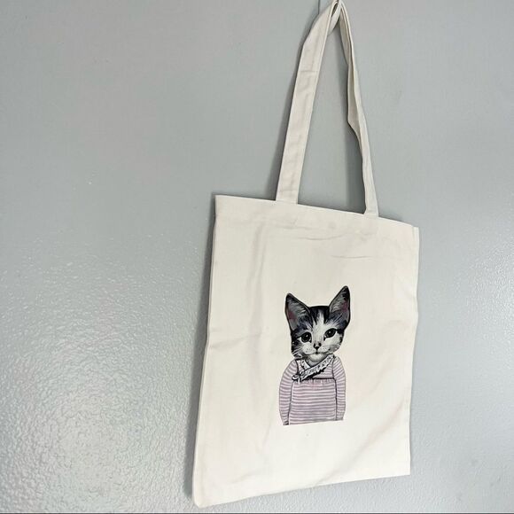 New Cat Print Canvas Bag - Picture 3 of 4